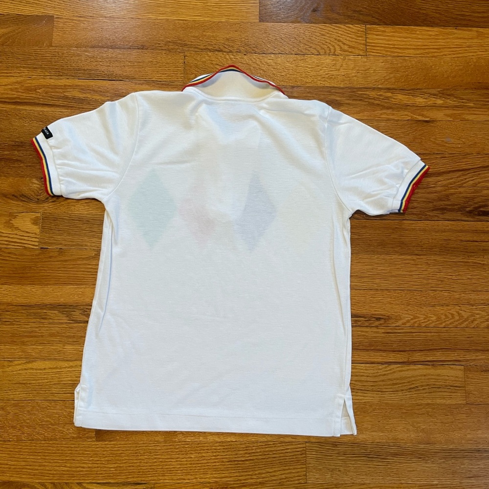 80s Colorful Argyle Diamond Design Grandpa Polo shirt vintage rare small Hunter - Picture 5 of 7